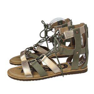 SOREL Womens Ella Lace Up High Top Leather Gladiator Sandals, Rose/Sage, Size 9